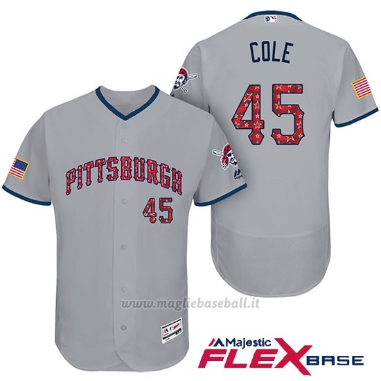 Maglia Baseball Uomo Pittsburgh Pirates 2017 Estrellas y Rayas Gerrit Cole Grigio Flex Base